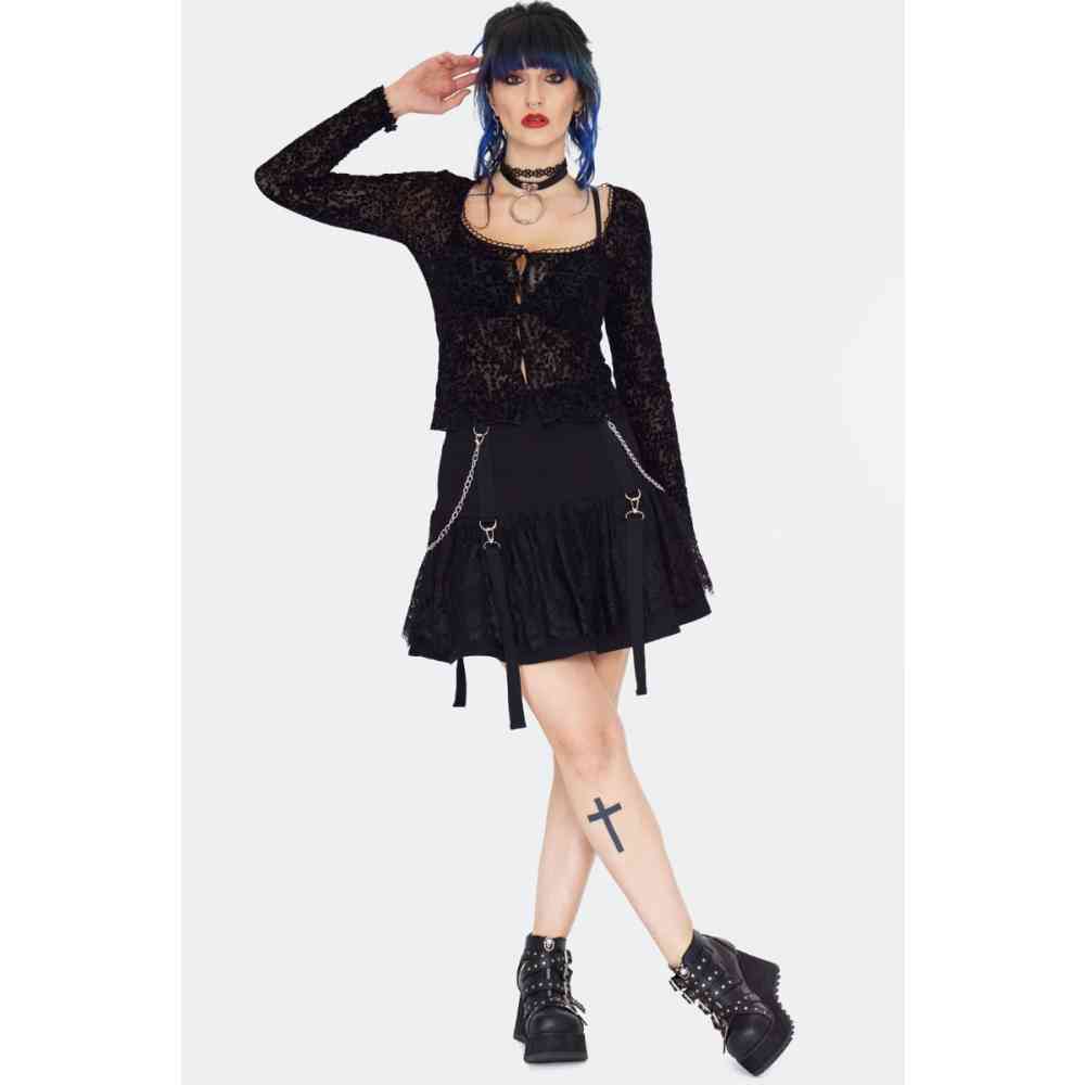 Jawbreaker - Gothic Flocking Long Sleeves Longsleeve top - Black